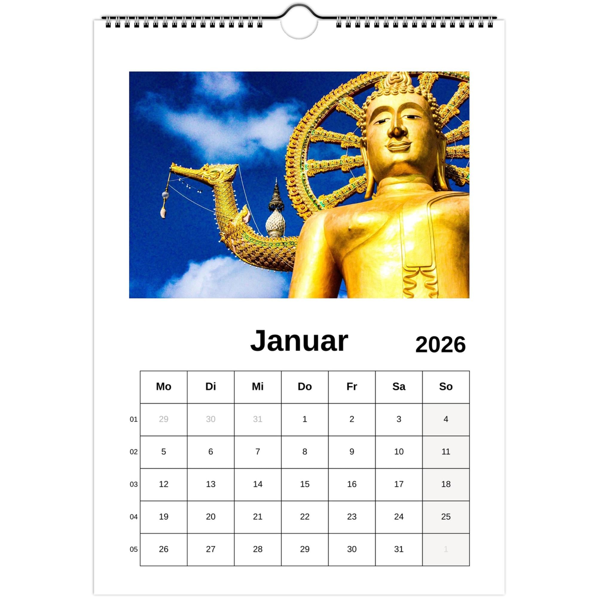 Wandkalender Koh Samui Din A4 – Thailand Insel 2026 ohne Feiertage mit Wochennummern, tropische Strandbilder