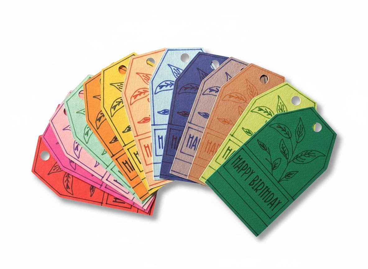 Bunte Geschenkanhänger „Happy Birthday“ aus Karton – Geschenk‑Tags Set für Geburtstagsgeschenke, Party, Verpackung, 13 Stück, versch. Farben