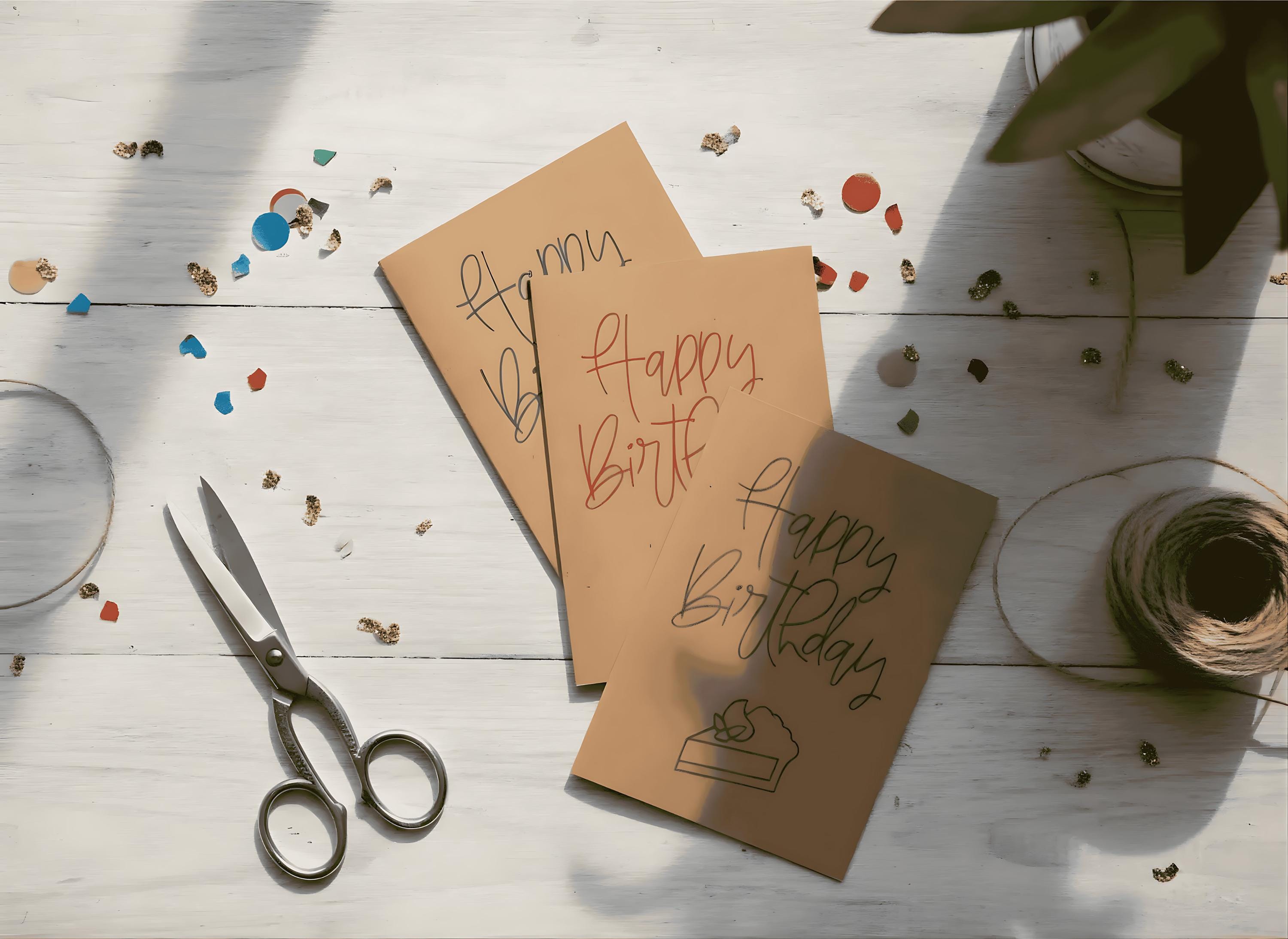 Minimalistische Geburtstagskarte | Handgezeichnetes Design | Einlegekarte | DIN A6 | Stilvolles Geschenk