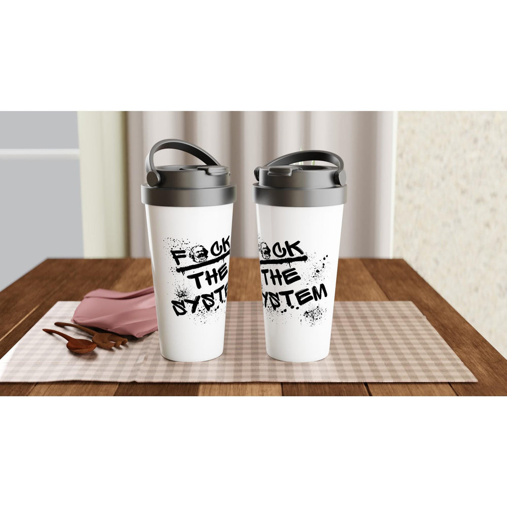Edelstahl Reisebecher 444 ml mit Deckel, doppelwandiger Thermobecher für Kaffee und Tee, auslaufsicher, Geschenkidee, fürs Reisen, Statement