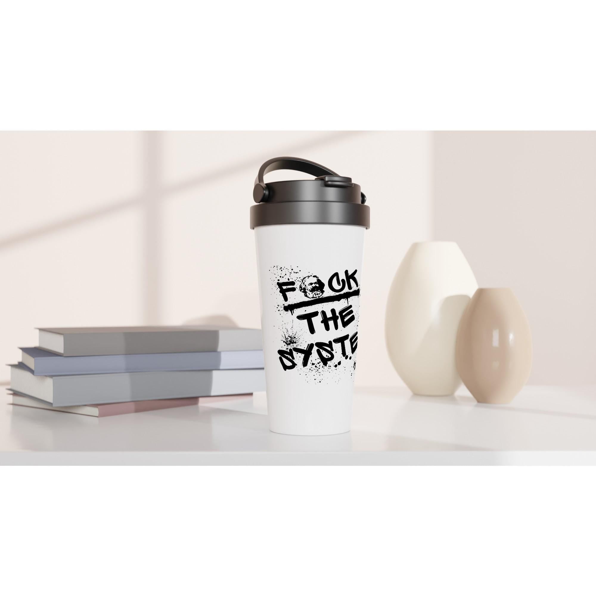 Edelstahl Reisebecher 444 ml mit Deckel, doppelwandiger Thermobecher für Kaffee und Tee, auslaufsicher, Geschenkidee, fürs Reisen, Statement