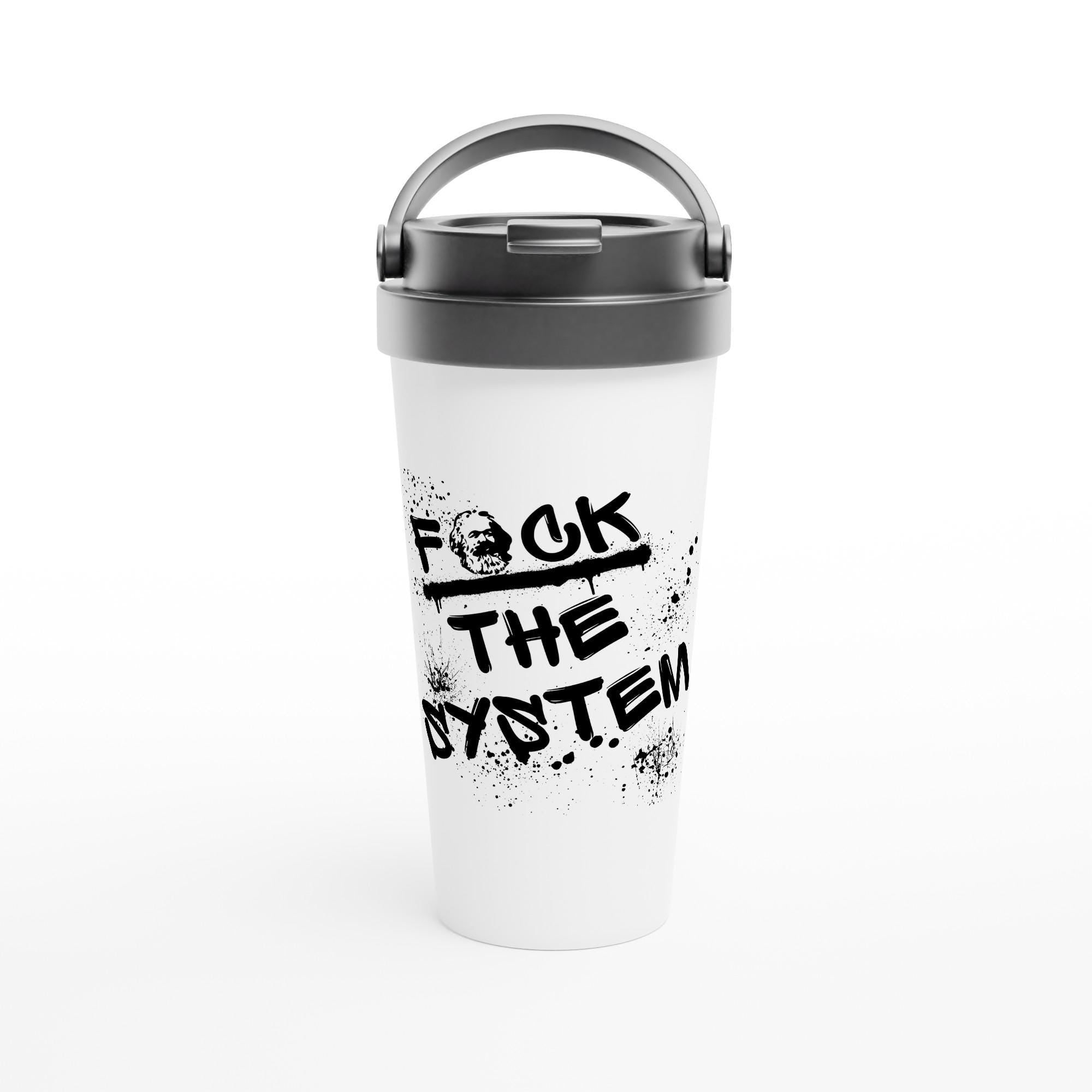 Edelstahl Reisebecher 444 ml mit Deckel, doppelwandiger Thermobecher für Kaffee und Tee, auslaufsicher, Geschenkidee, fürs Reisen, Statement