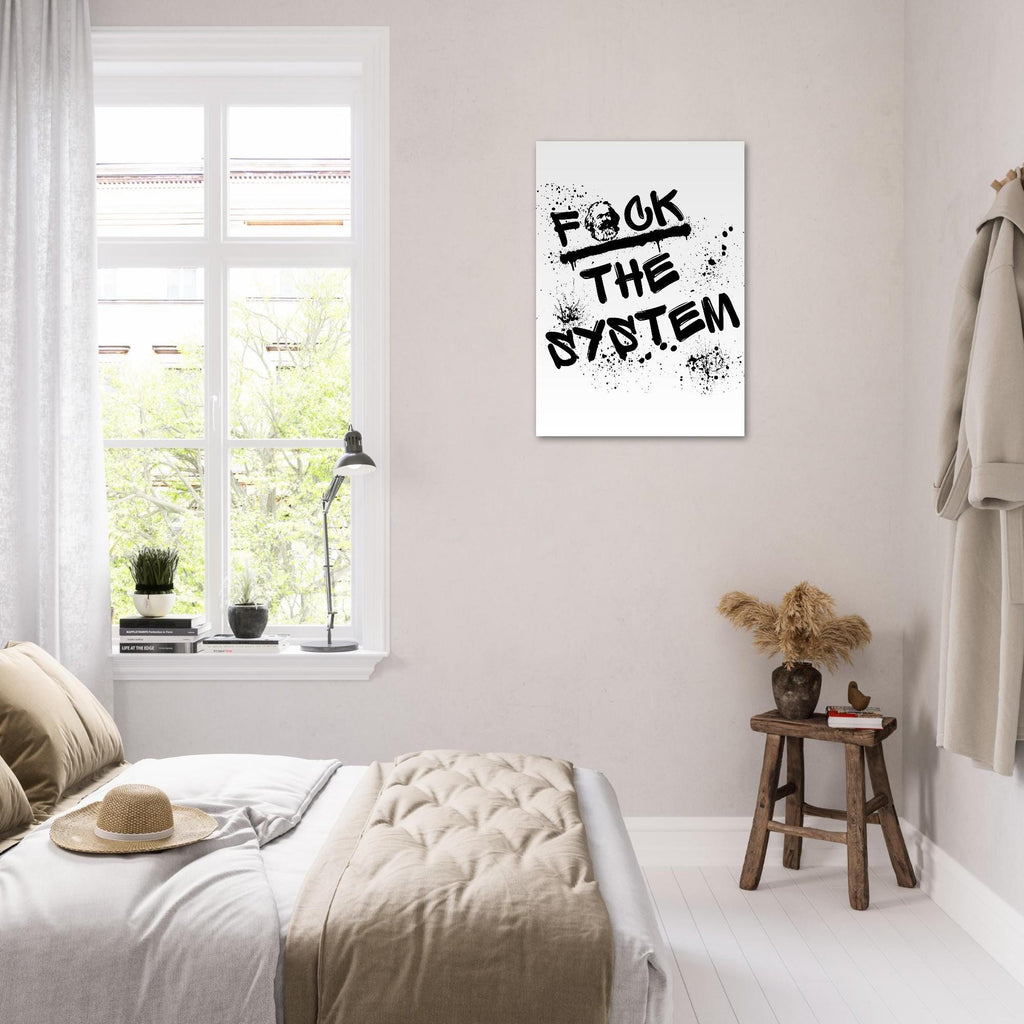 Premium Poster „F*ck the system“ – Schwarzweiß Typografie, mattes 200 g Papier, mehrere Größen (13×18 bis A0), Geschenkidee, Kommunismus