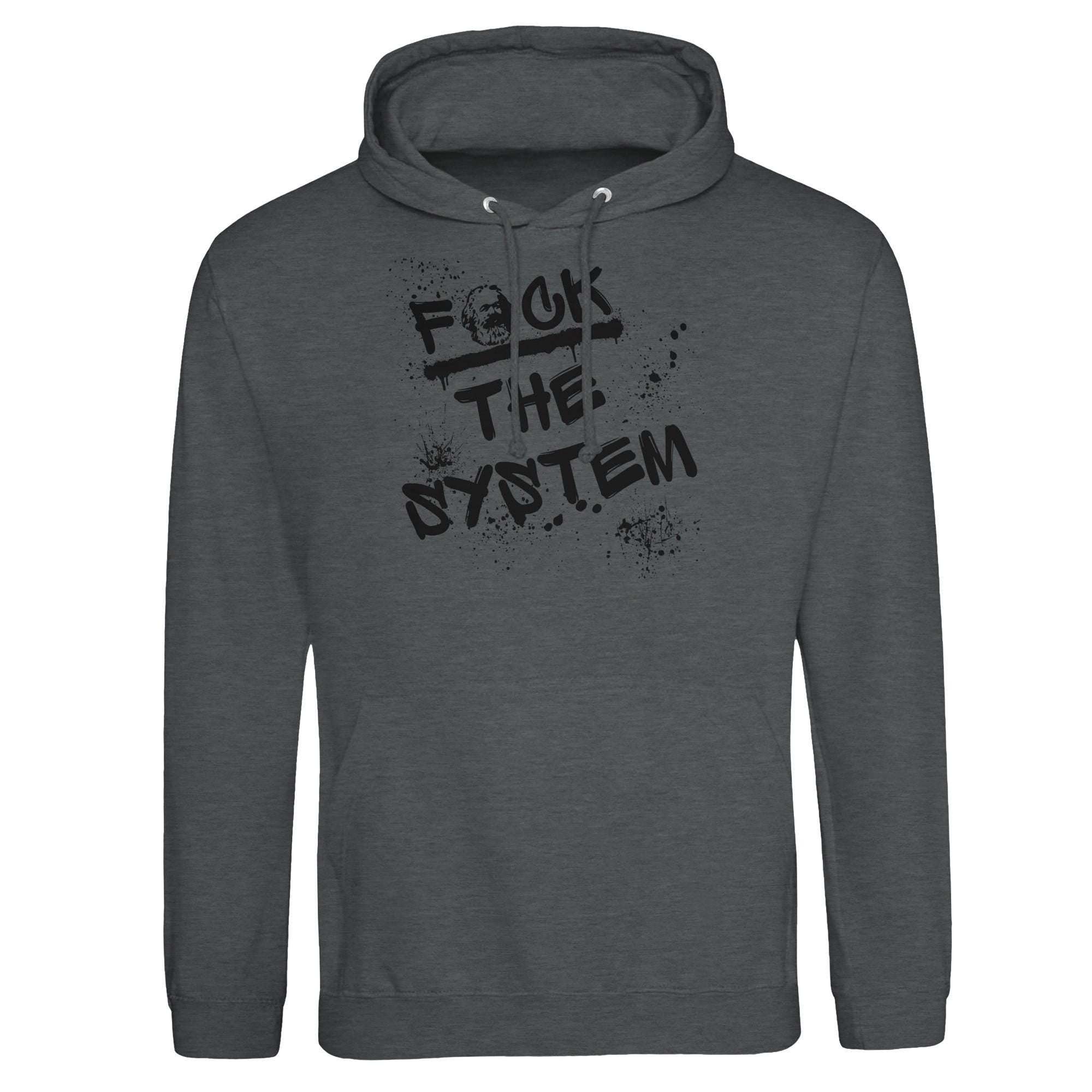 Unisex Hoodie „F*ck the system“ – Kapuzenpullover mit Frontprint, weiches Fleece, mehrere Farben, unisex, Geschenkidee, hochwertiger Stoff