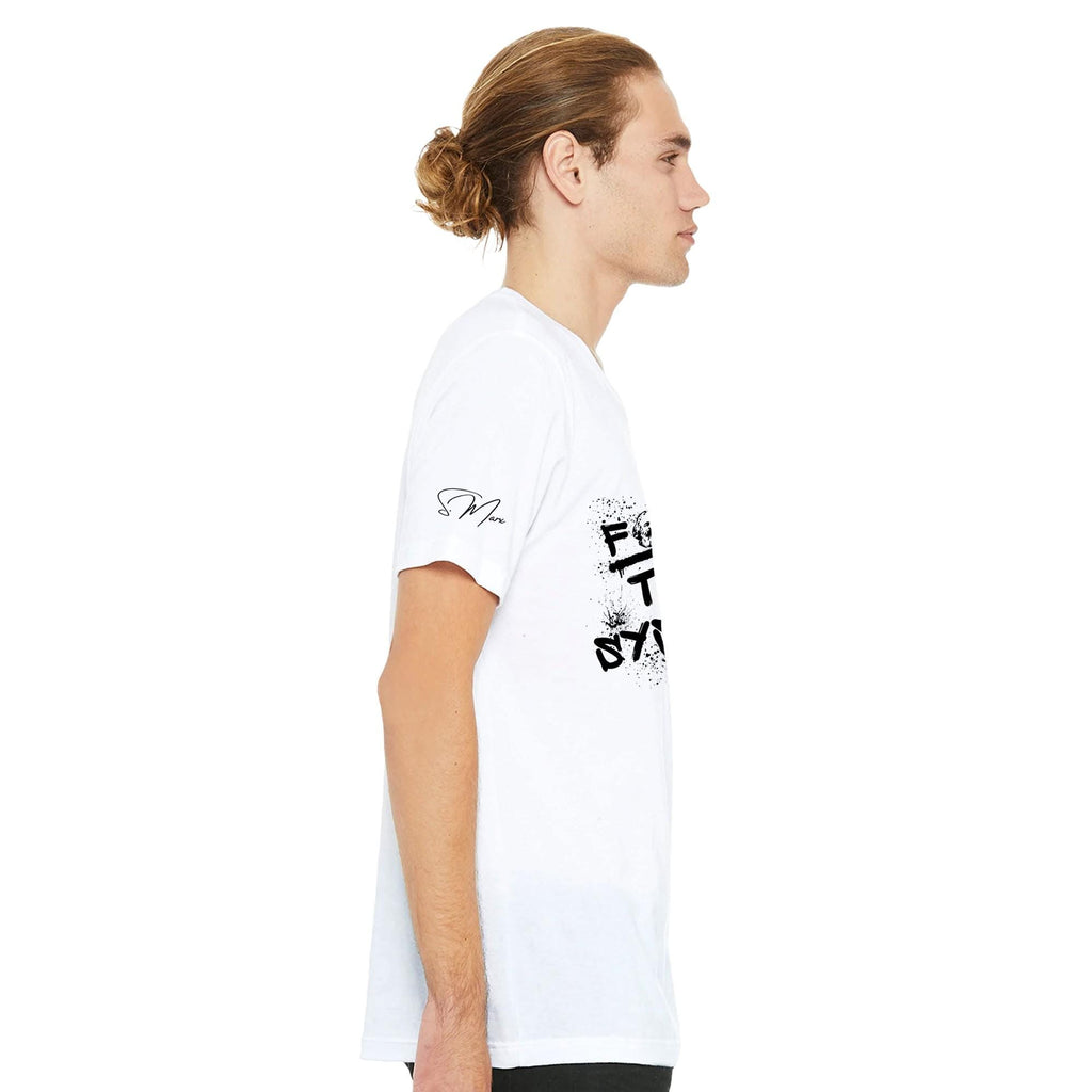 T‑Shirt mit Spruch „f*ck the system“ – Streetwear, Baumwolle, weiß, orange, grün, unisex