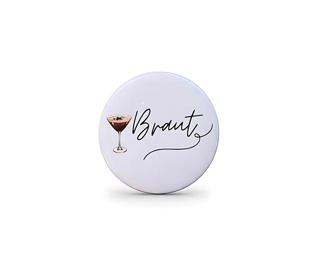 Anstecker JGA für Junggesellinenabschied, Hochzeit, Braut, Team, Espresso Martini / Aperol, 6 cm Durchmesser, Set