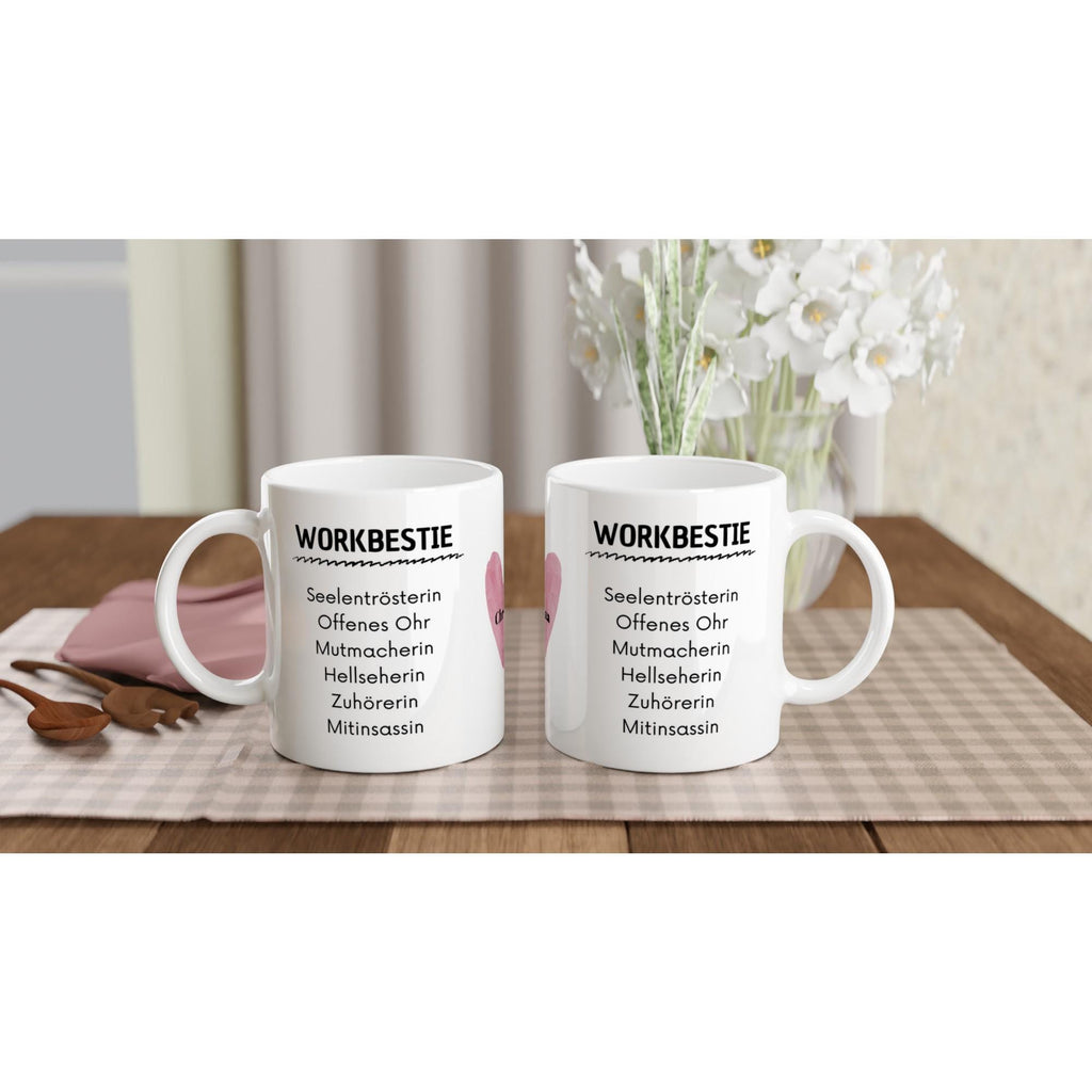 Workbestie Tasse – lustige Bürotasse für deine Lieblingskollegin, 325 ml Keramik weiß