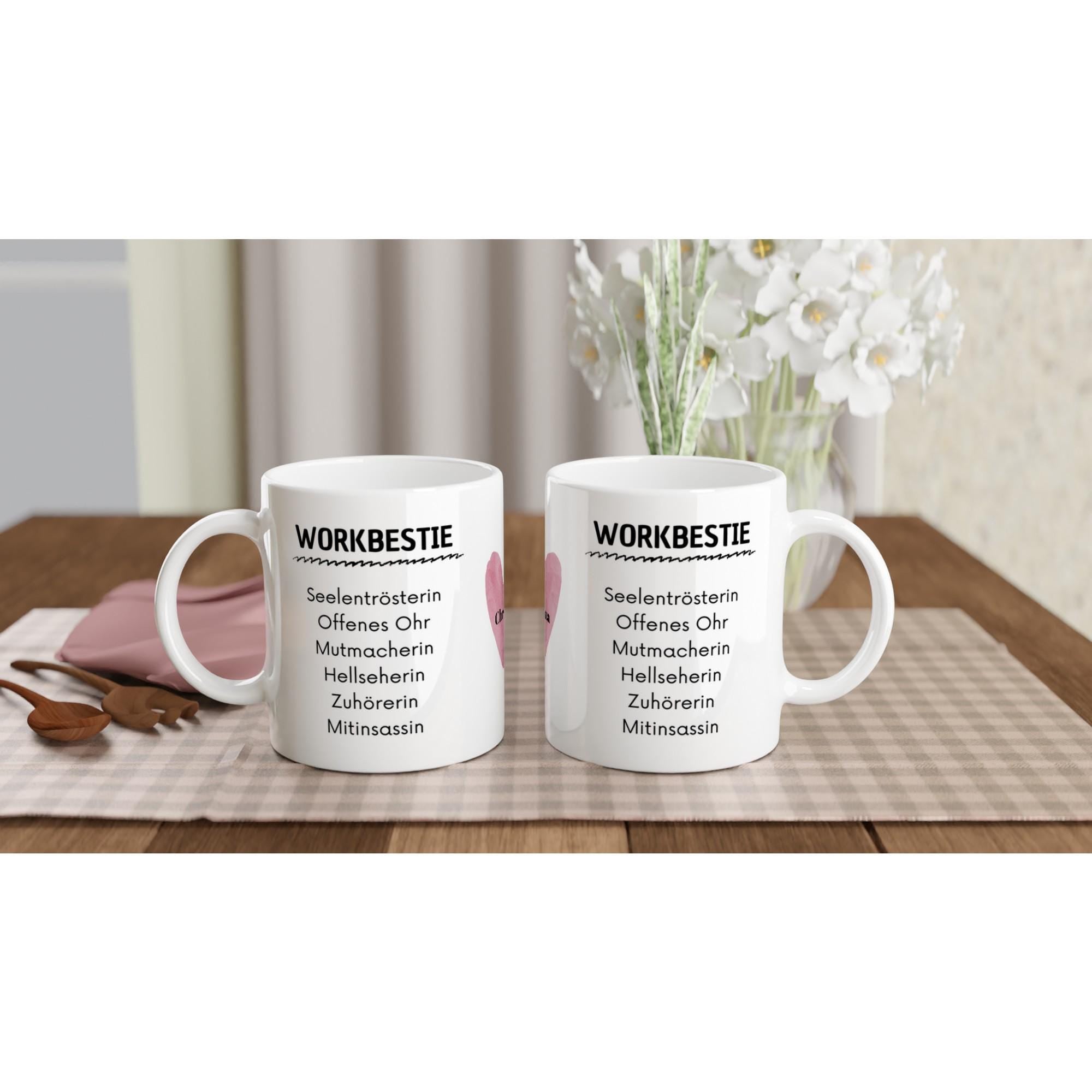 Workbestie Tasse – lustige Bürotasse für deine Lieblingskollegin, 325 ml Keramik weiß