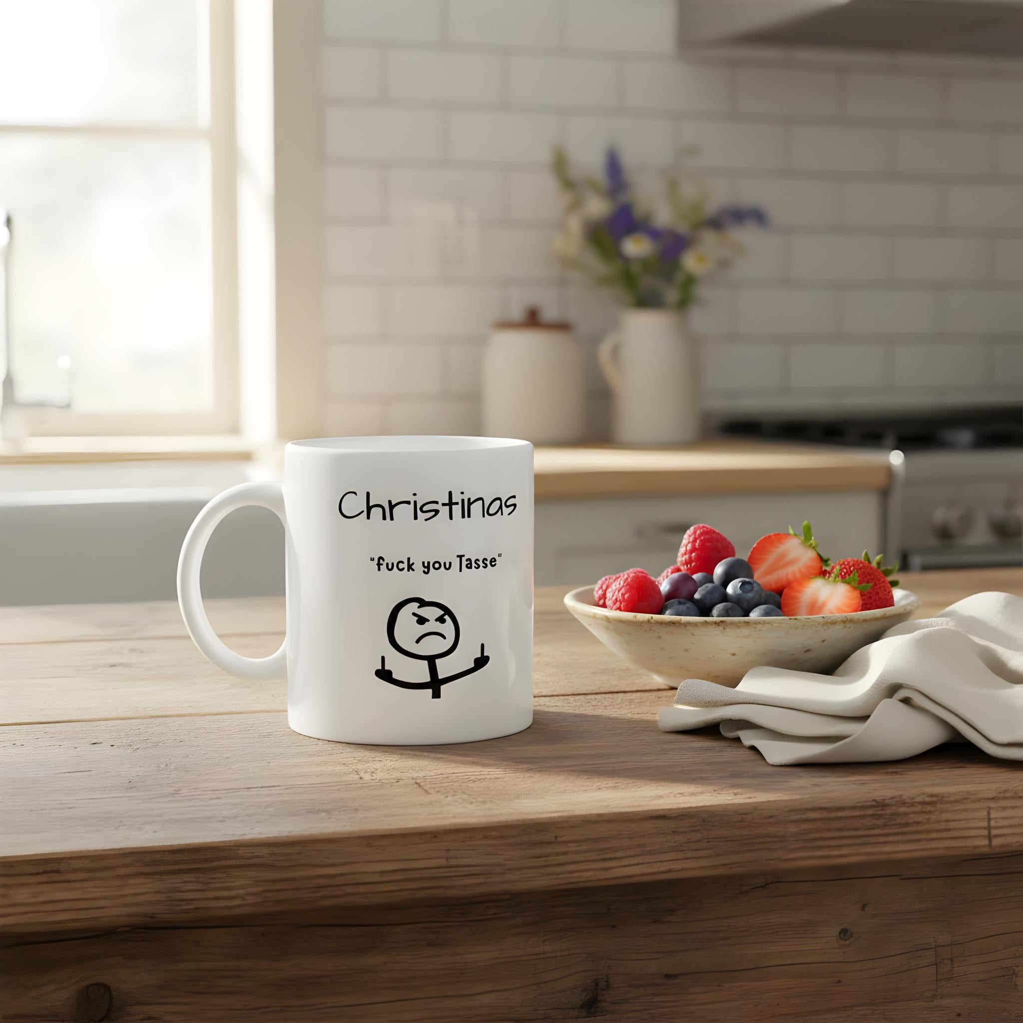 Personalisierte Tasse "f*ck you" – Lustige Kaffeetasse 325 ml, sarkastisches Geschenk für Kollegen & Freunde