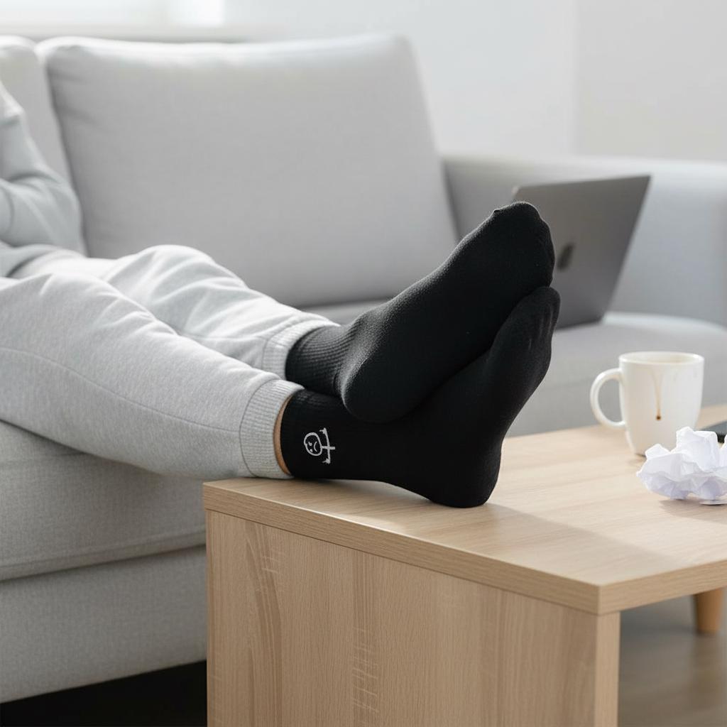 Lustige Mittelfinger-Socken – unisex Baumwollsocken mit Stickmännchen-Motiv | in Schwarz & Weiß | Bequem and perfekter Sitz