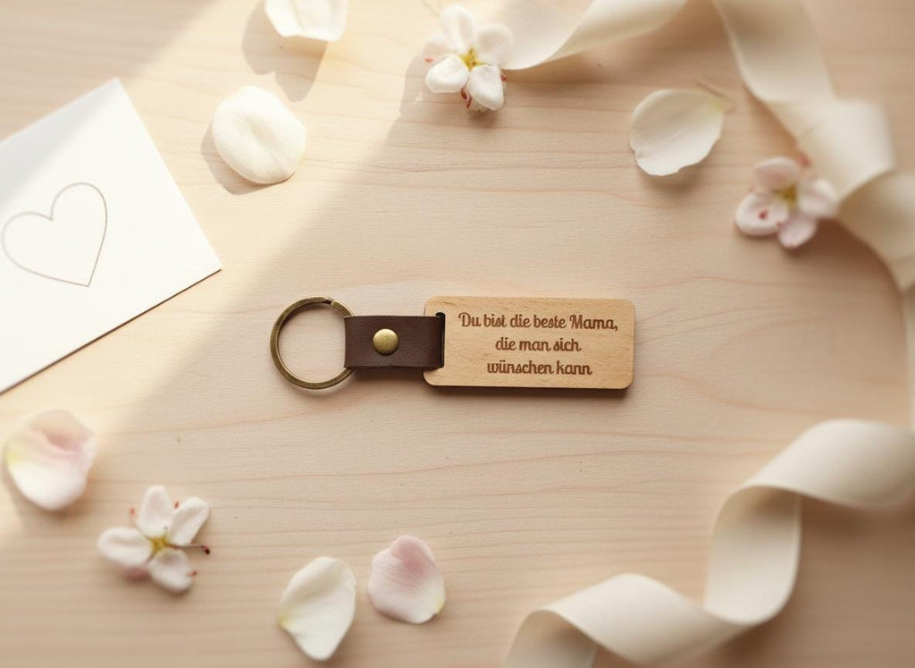 Schlüsselanhänger Holz Du bist die beste Mama / der beste Papa – personalisiertes Geschenk Eltern, Muttertag, Vatertag, Geburtstag, Name