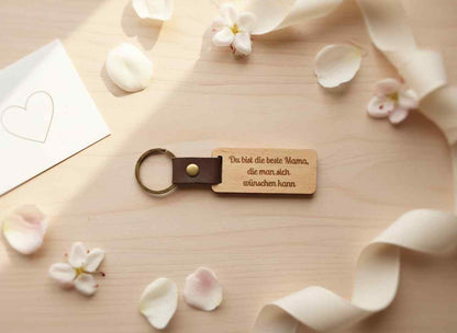 Schlüsselanhänger Holz Du bist die beste Mama / der beste Papa – personalisiertes Geschenk Eltern, Muttertag, Vatertag, Geburtstag, Name