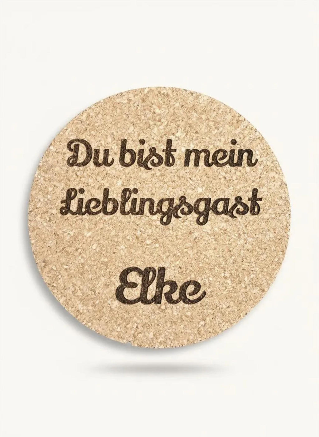 Personalisierter Kork Untersetzer – „Du bist mein Lieblingsgast“ – Namensgravur, 10 cm, Geschenk für Gäste, Freunde & Familie, Hochzeit