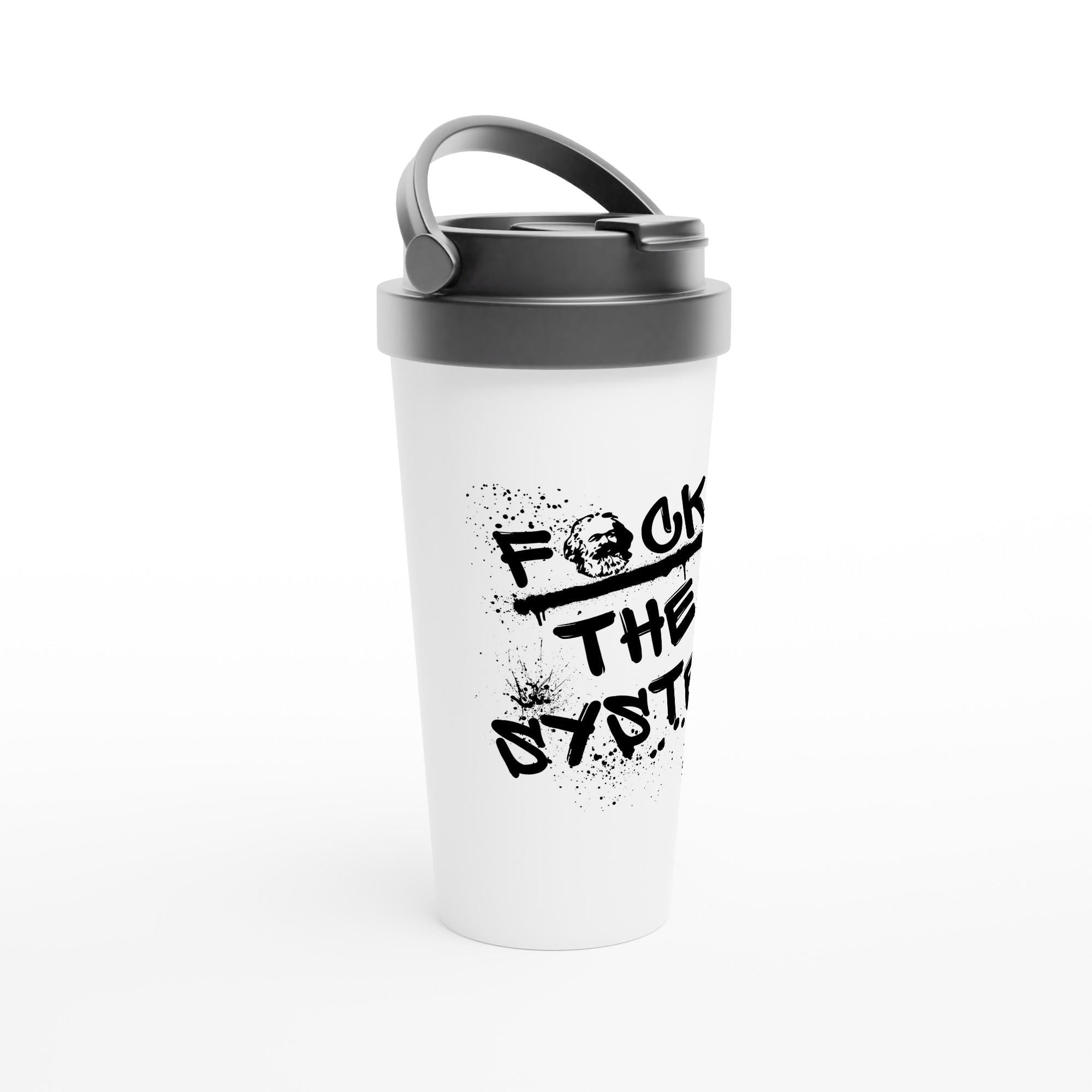 Edelstahl Reisebecher 444 ml mit Deckel, doppelwandiger Thermobecher für Kaffee und Tee, auslaufsicher, Geschenkidee, fürs Reisen, Statement