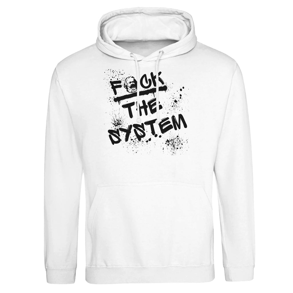 Unisex Hoodie „F*ck the system“ – Kapuzenpullover mit Frontprint, weiches Fleece, mehrere Farben, unisex, Geschenkidee, hochwertiger Stoff