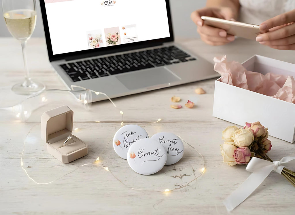 Anstecker JGA für Junggesellinenabschied, Hochzeit, Braut, Team, Espresso Martini / Aperol, 6 cm Durchmesser, Set