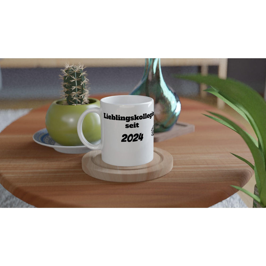 Personalisierte Tasse – „Lieblingskollegin seit …“ mit Jahreszahl & Wunschname, Bürotasse 325 ml
