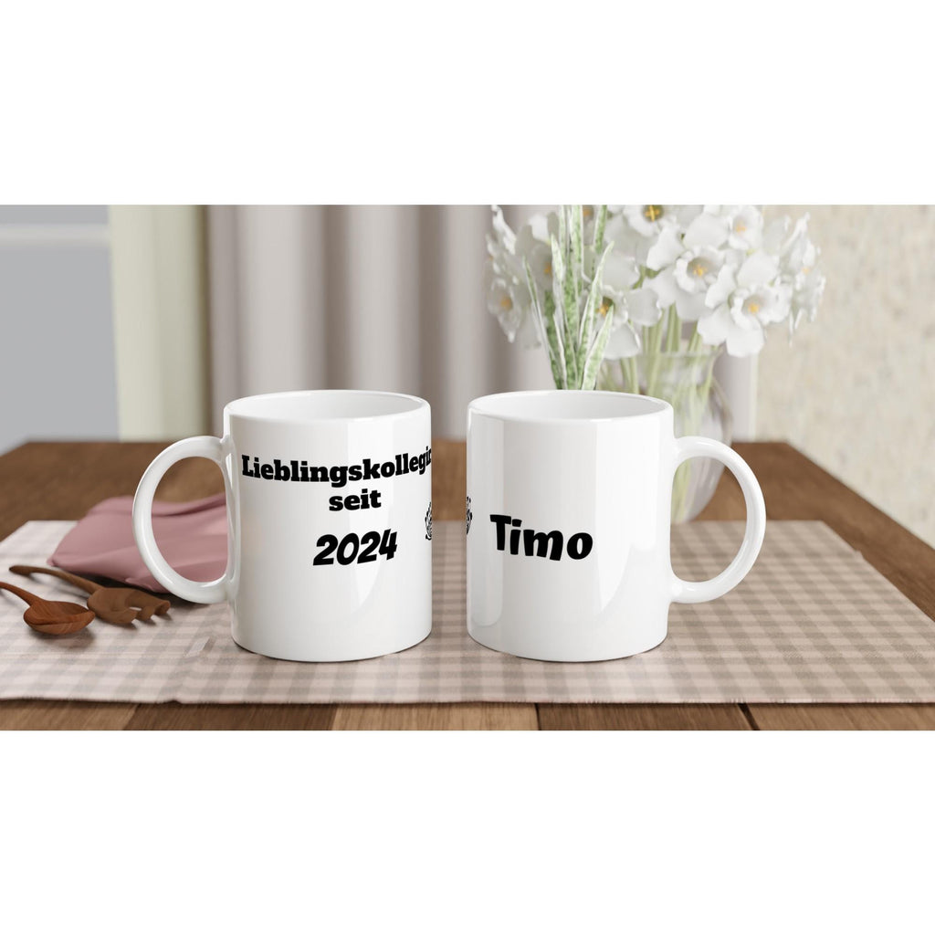 Personalisierte Tasse – „Lieblingskollegin seit …“ mit Jahreszahl & Wunschname, Bürotasse 325 ml
