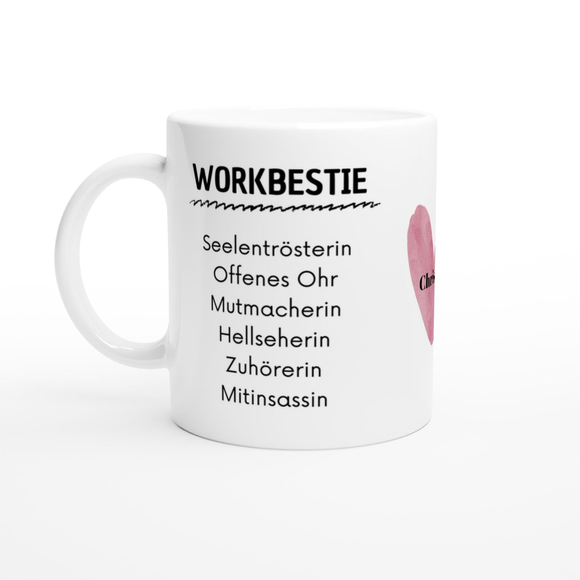 Workbestie Tasse – lustige Bürotasse für deine Lieblingskollegin, 325 ml Keramik weiß