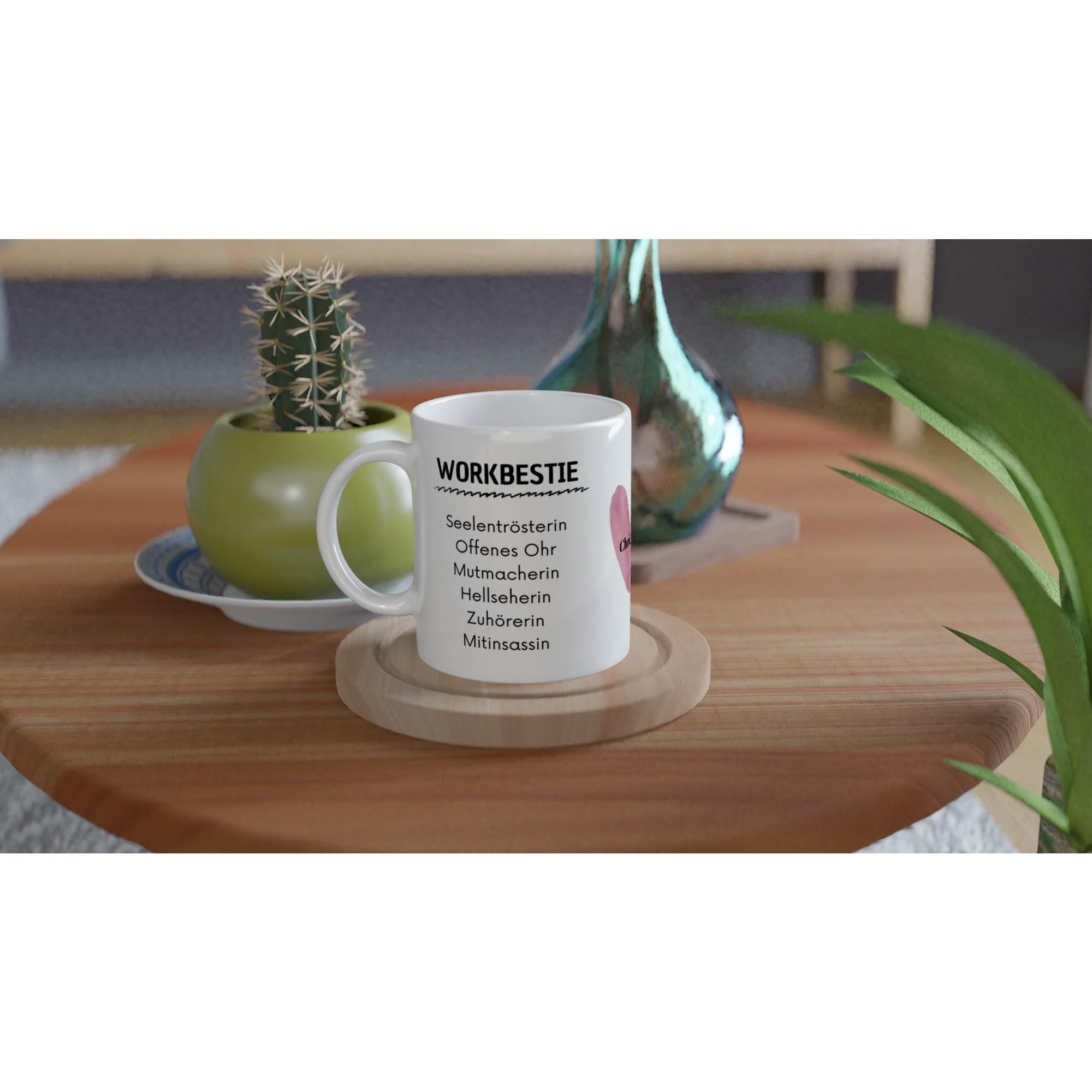 Workbestie Tasse – lustige Bürotasse für deine Lieblingskollegin, 325 ml Keramik weiß
