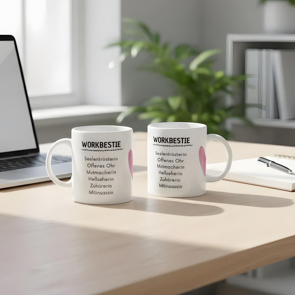Workbestie Tasse – lustige Bürotasse für deine Lieblingskollegin, 325 ml Keramik weiß
