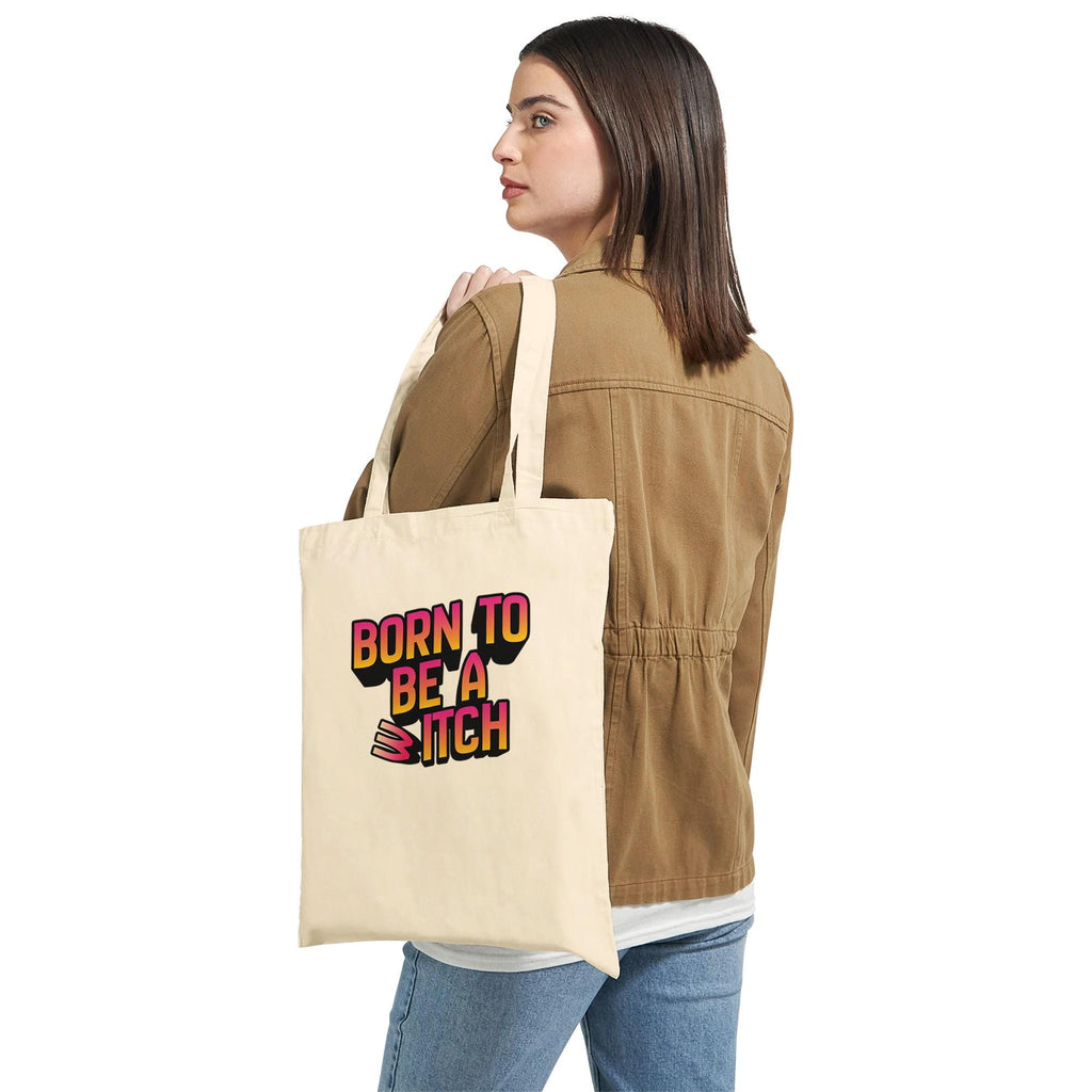 Tragetasche "Born to be a b/witch" | Geschenk, Halloween-Accessoire, Umweltfreundliche Tasche, Boho-Stil