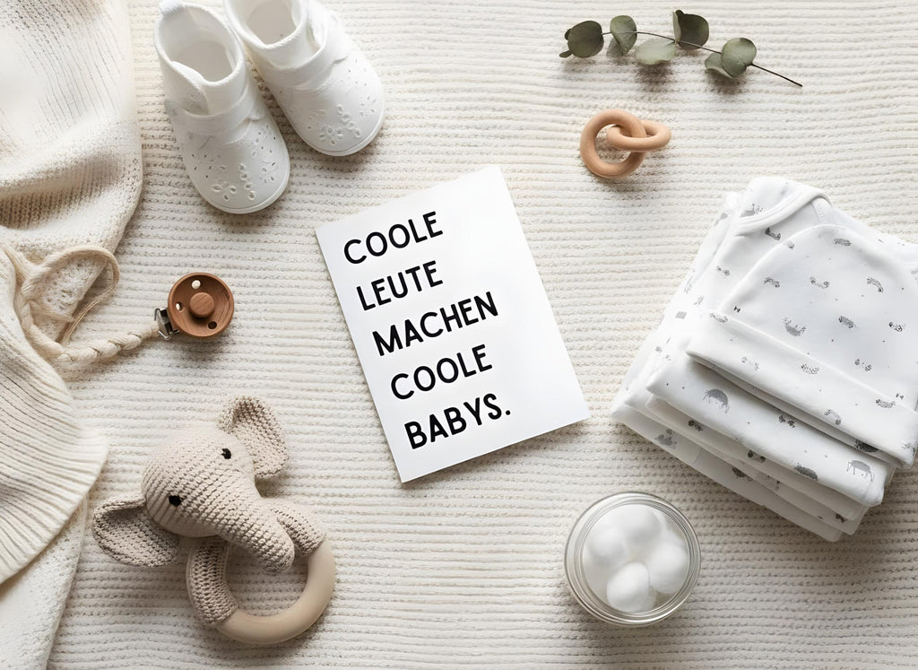 Lustige Karte "Coole Leute machen coole Babys" – Geburt und Schwangerschaftsverkündung, werdende Eltern, schwarz weiß