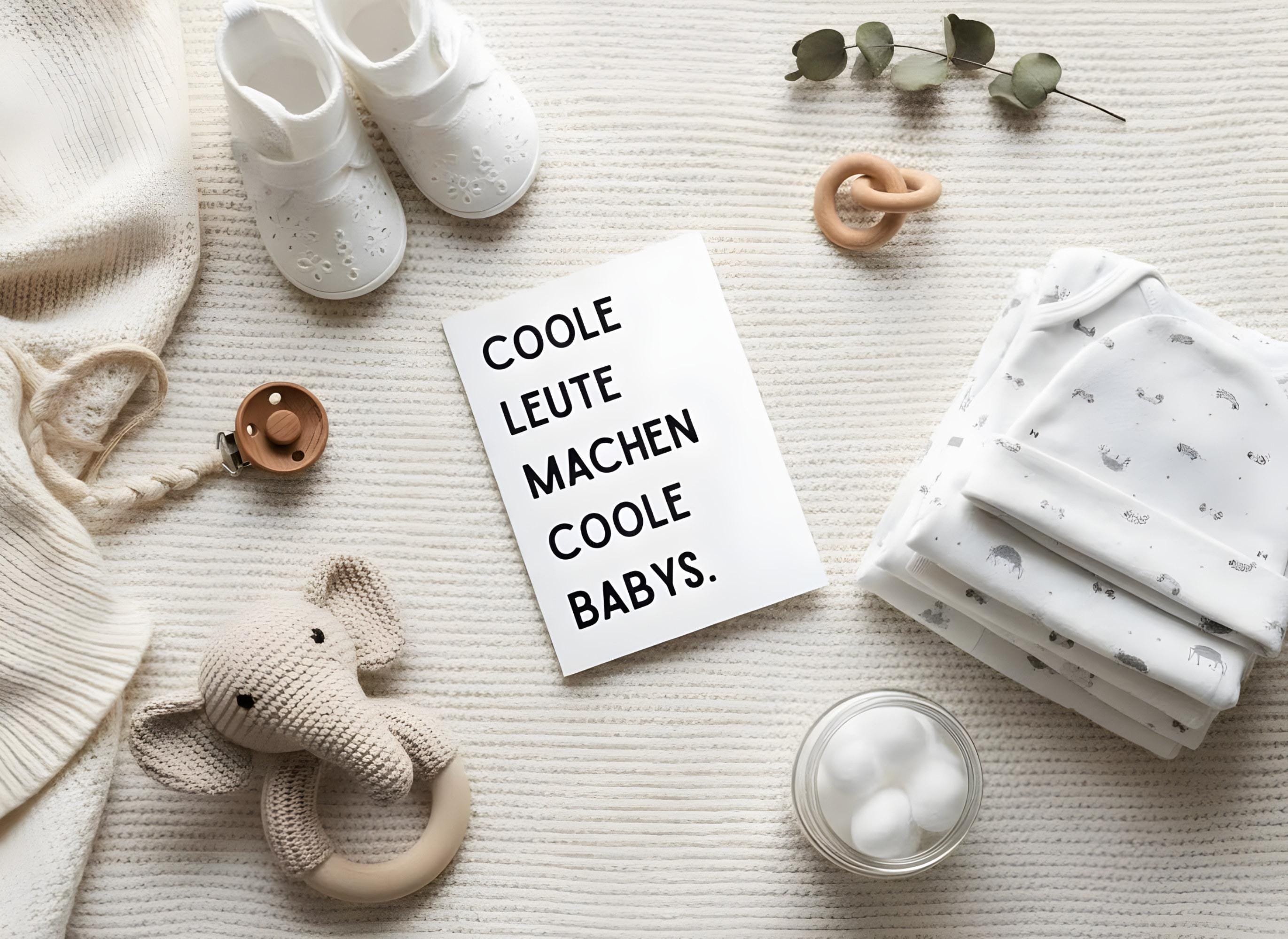 Lustige Karte "Coole Leute machen coole Babys" – Geburt und Schwangerschaftsverkündung, werdende Eltern, schwarz weiß