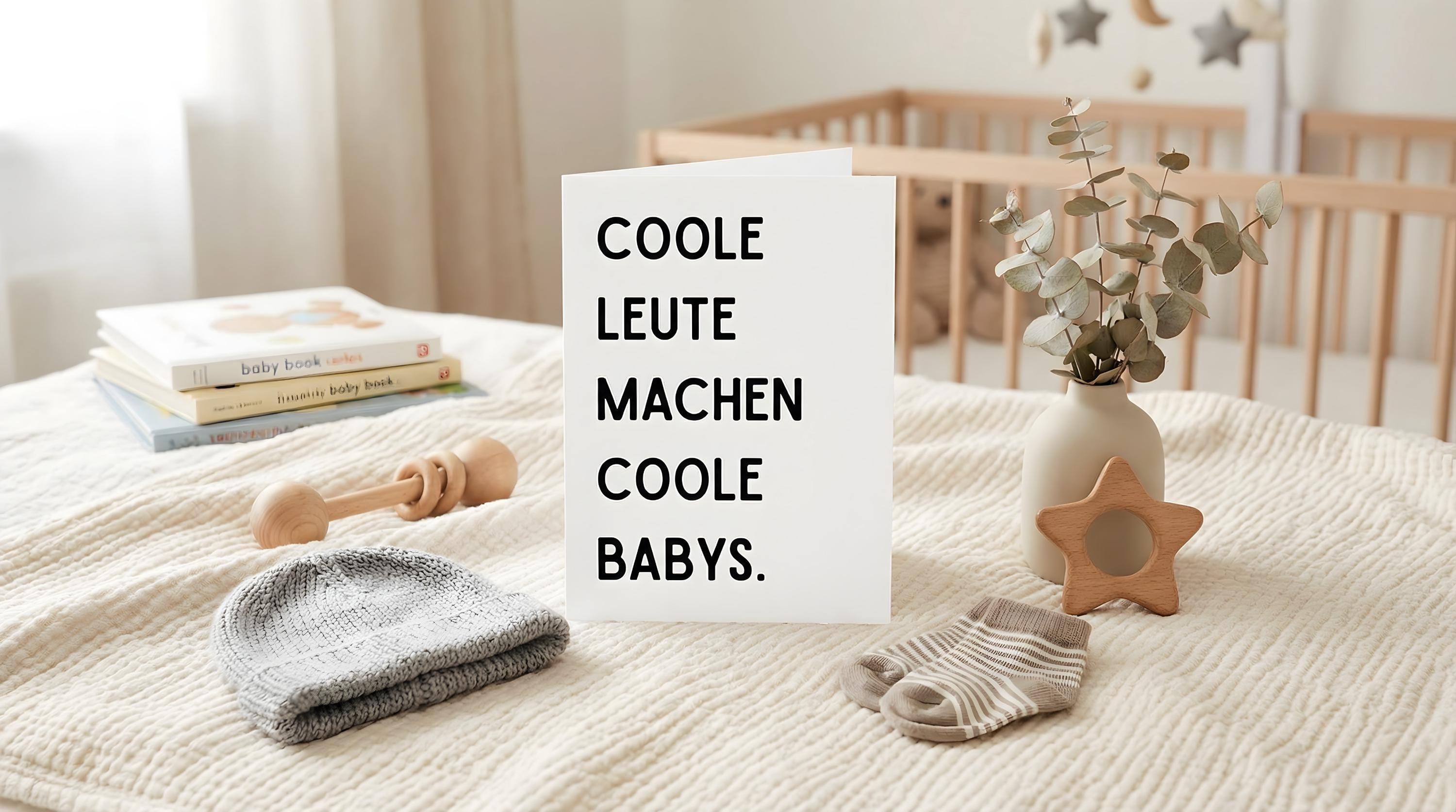 Lustige Karte "Coole Leute machen coole Babys" – Geburt und Schwangerschaftsverkündung, werdende Eltern, schwarz weiß