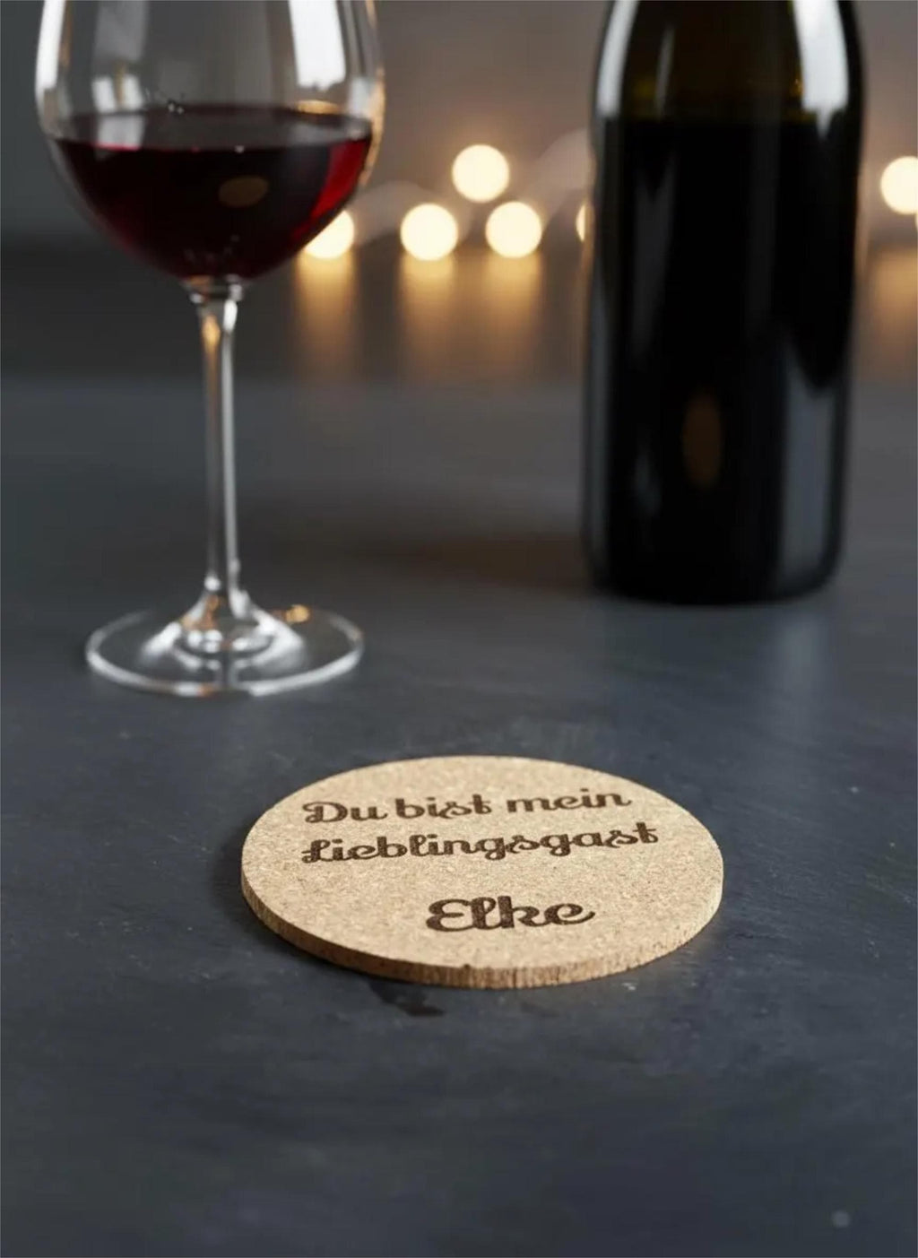 Personalisierter Kork Untersetzer – „Du bist mein Lieblingsgast“ – Namensgravur, 10 cm, Geschenk für Gäste, Freunde & Familie, Hochzeit