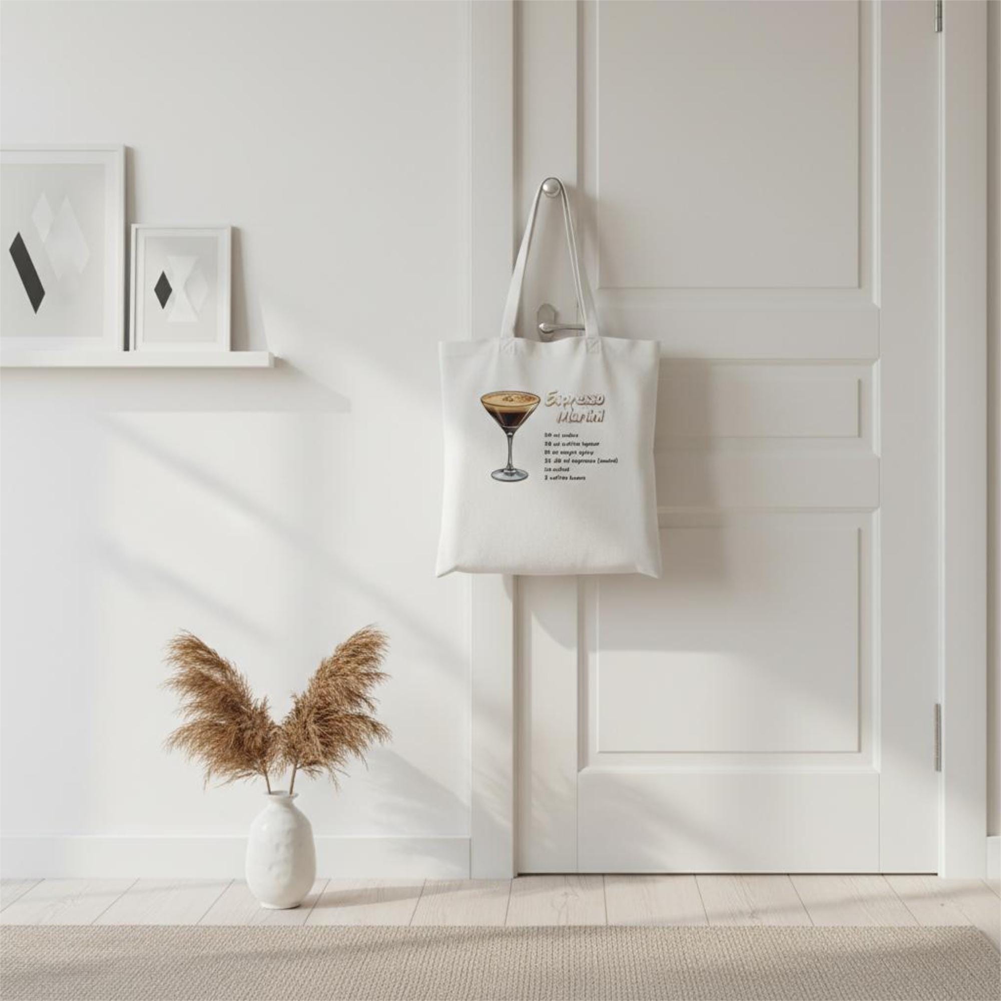 Lustiger Espresso Martini Jutebeutel mit Rezept | Sarkastischer Spruch | Bio Baumwolle Tasche | Geschenkidee für Cocktail-Liebhaber