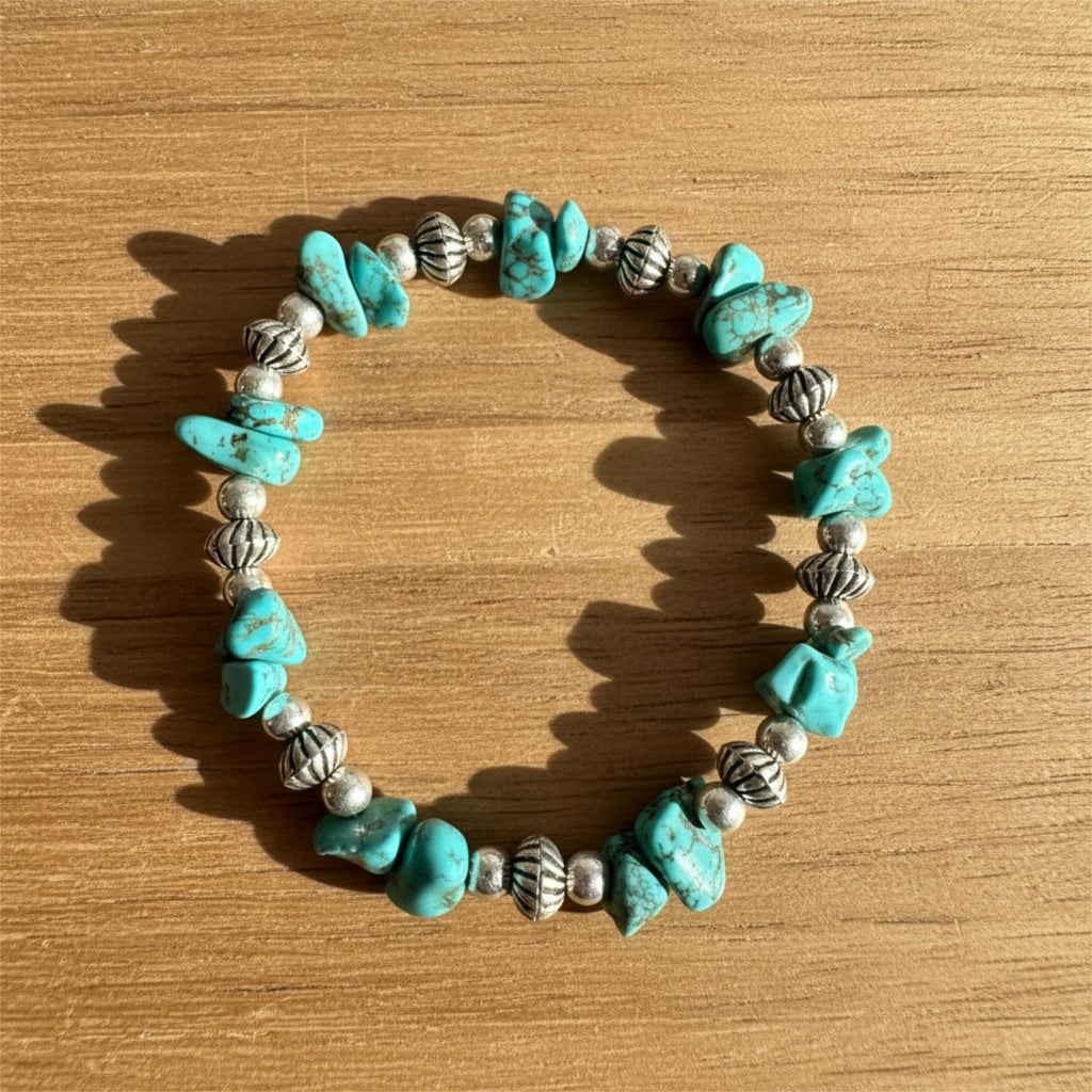 Armband mit Türkisen, handgemacht, Boho Stil, Schmuck, Geschenk für Frauen, Strand Accessoire, Sommer Mode