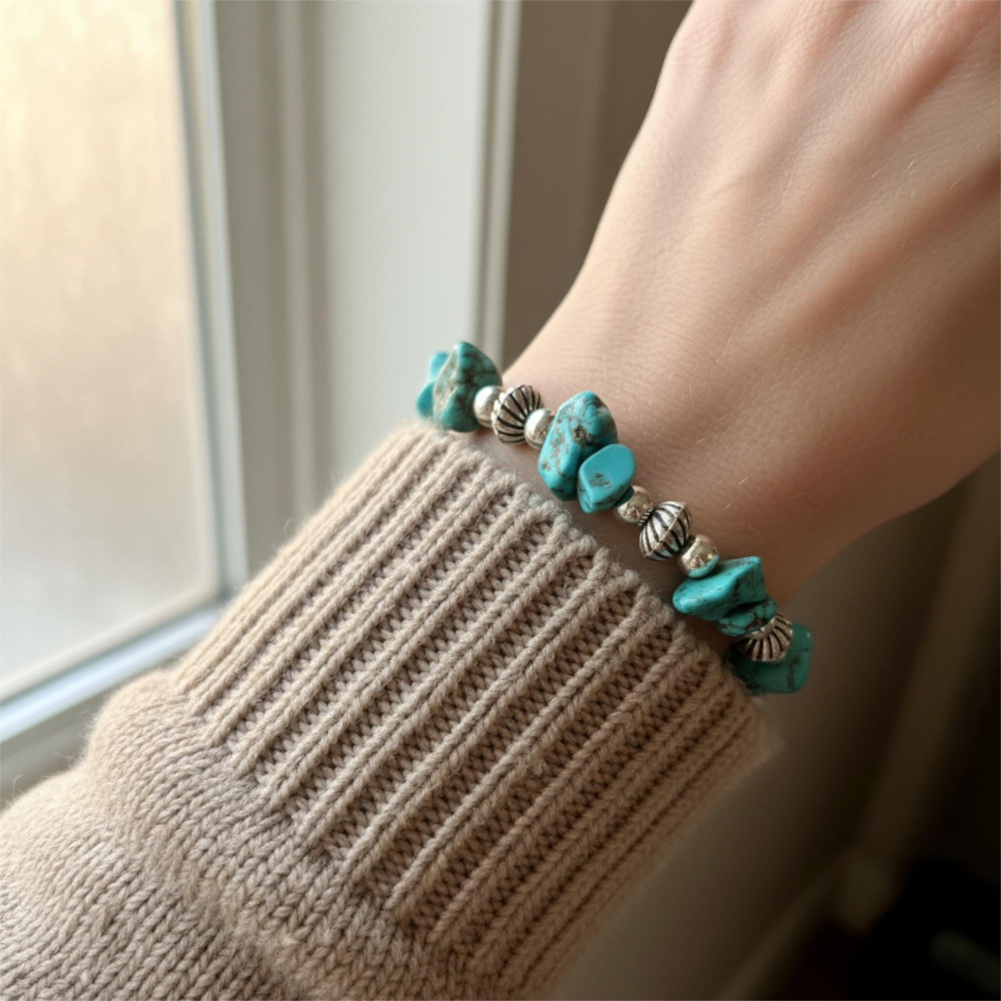 Armband mit Türkisen, handgemacht, Boho Stil, Schmuck, Geschenk für Frauen, Strand Accessoire, Sommer Mode