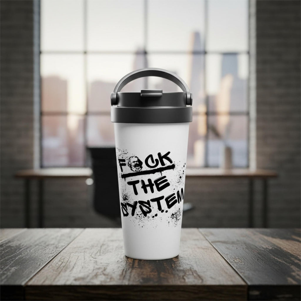Edelstahl Reisebecher 444 ml mit Deckel, doppelwandiger Thermobecher für Kaffee und Tee, auslaufsicher, Geschenkidee, fürs Reisen, Statement