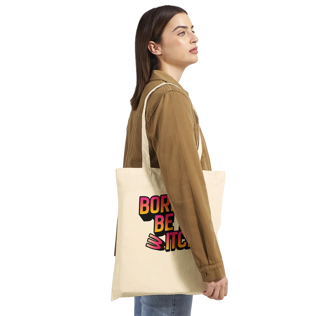 Tragetasche "Born to be a b/witch" | Geschenk, Halloween-Accessoire, Umweltfreundliche Tasche, Boho-Stil