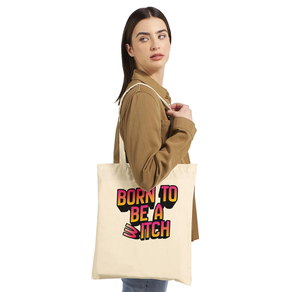 Tragetasche "Born to be a b/witch" | Geschenk, Halloween-Accessoire, Umweltfreundliche Tasche, Boho-Stil