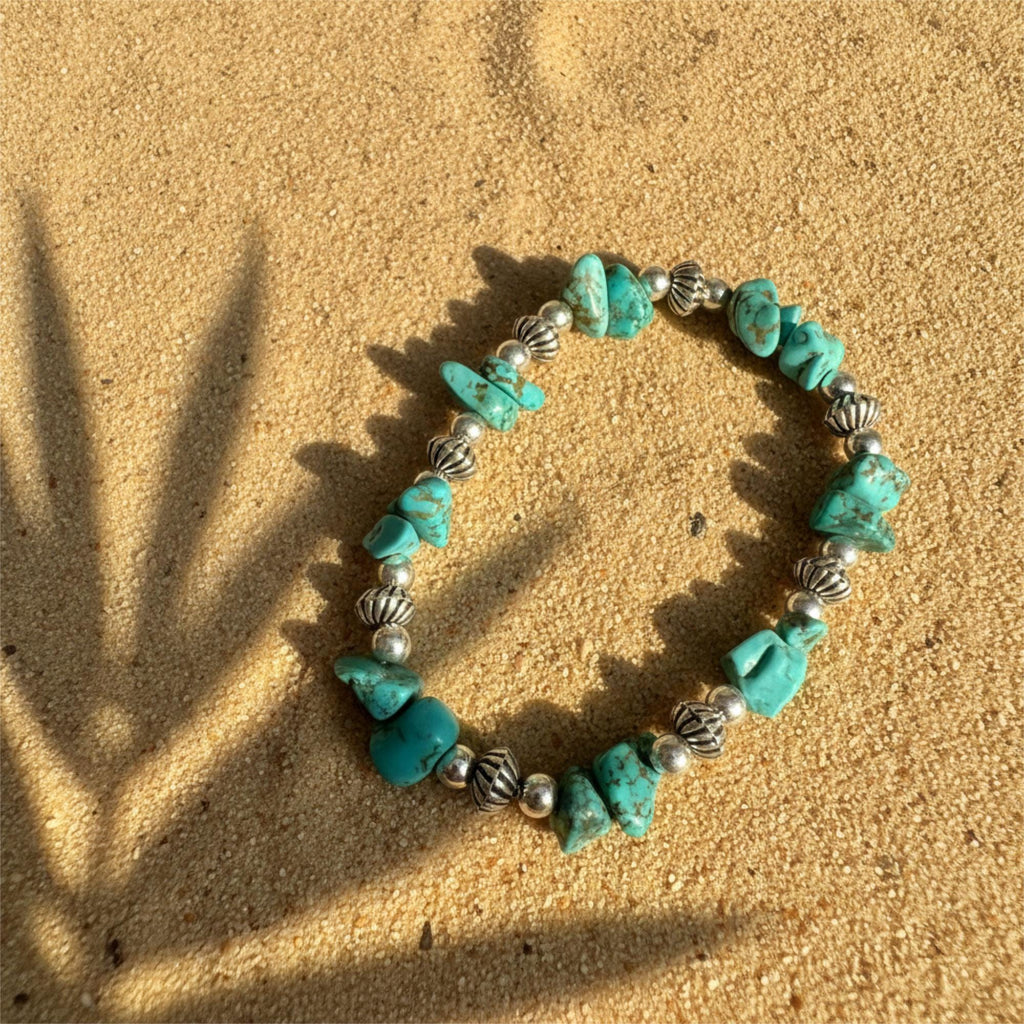 Armband mit Türkisen, handgemacht, Boho Stil, Schmuck, Geschenk für Frauen, Strand Accessoire, Sommer Mode