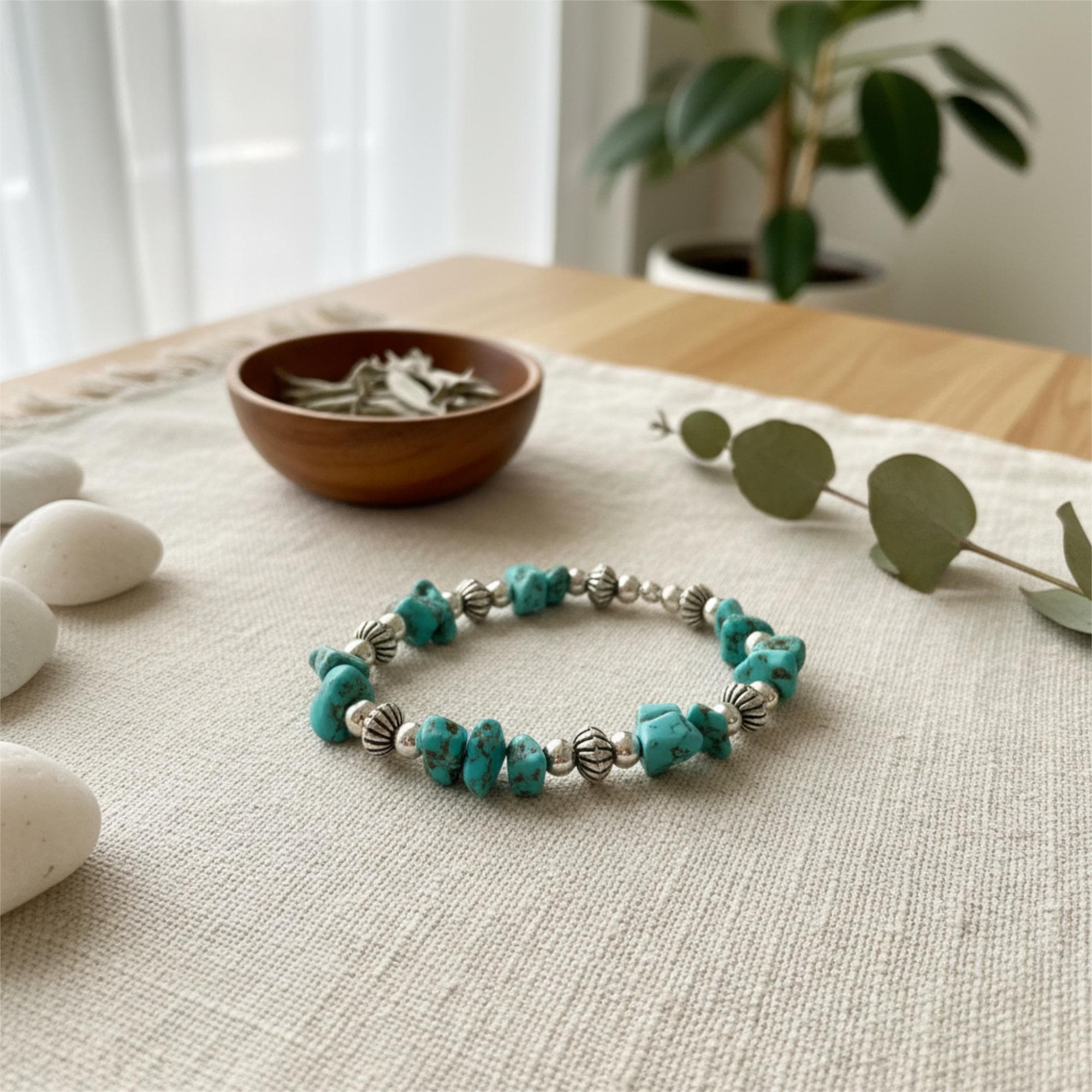 Armband mit Türkisen, handgemacht, Boho Stil, Schmuck, Geschenk für Frauen, Strand Accessoire, Sommer Mode