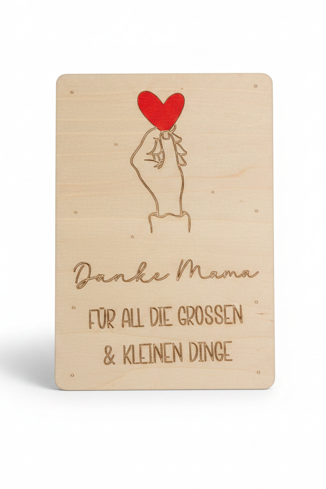 Holzkarte „Danke Mama“ | Muttertagskarte personalisierbar