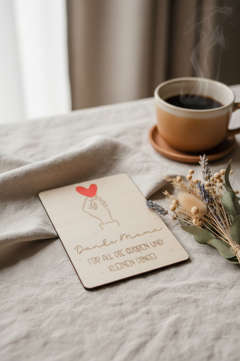 Holzkarte „Danke Mama“ | Muttertagskarte personalisierbar
