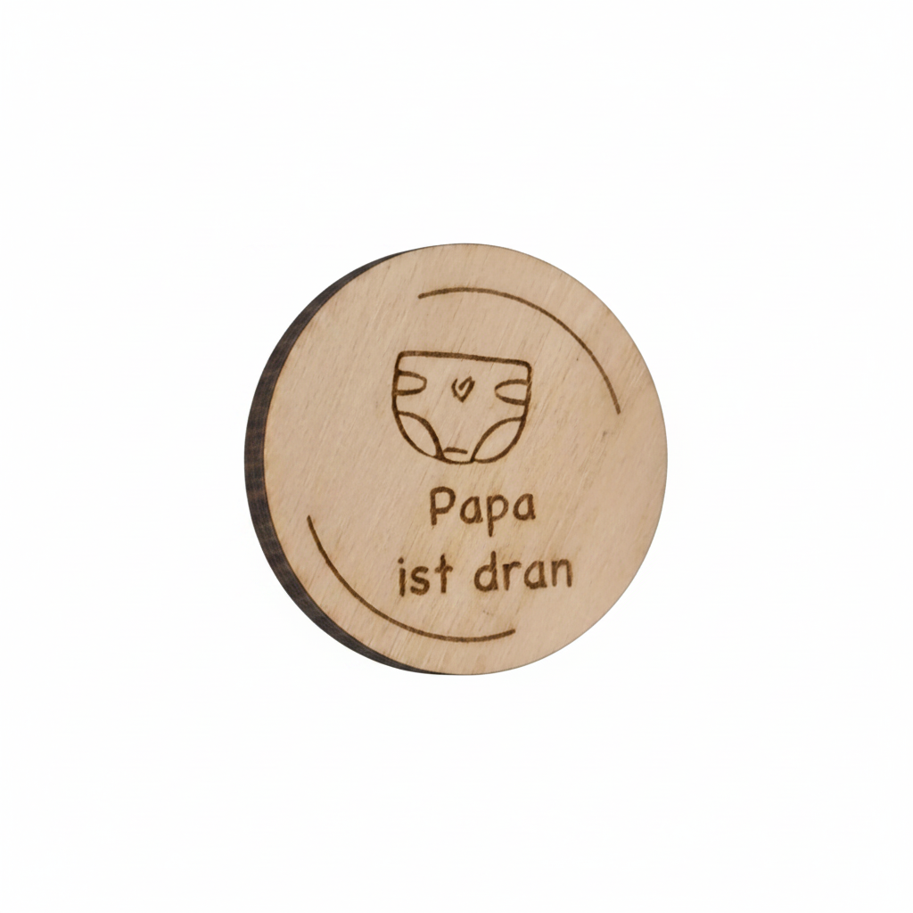Entscheidungsmünze Eltern „… ist dran“ | Holz-Token für Windelwechsel | Witziges Geschenk zur Geburt & Babyparty