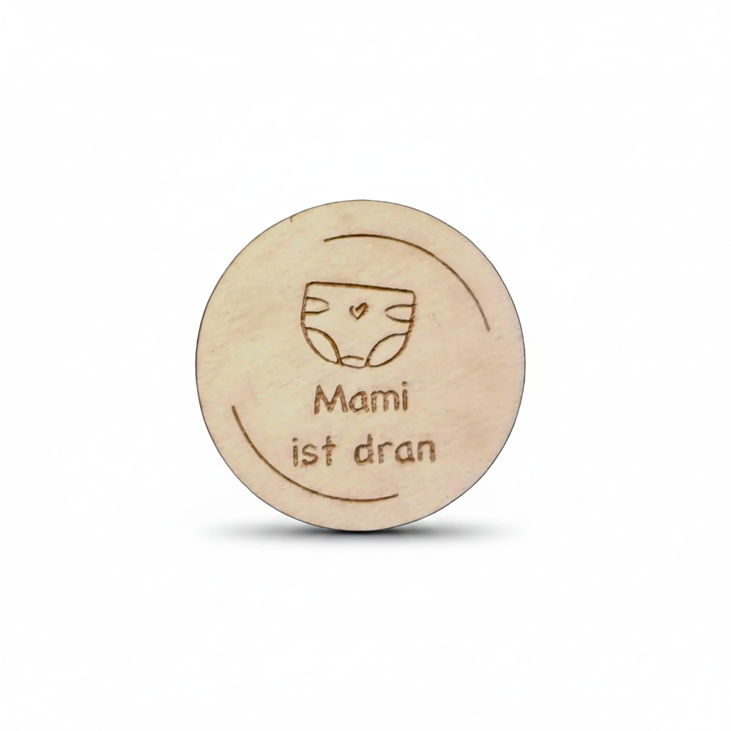 Entscheidungsmünze Eltern „… ist dran“ | Holz-Token für Windelwechsel | Witziges Geschenk zur Geburt & Babyparty