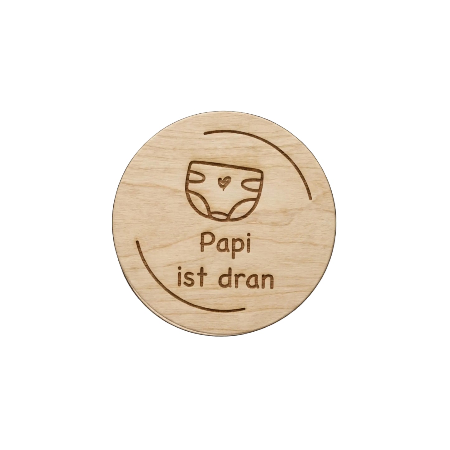 Heller runder holz coaster mit lasergravur windel und herz papi ist dran entscheidungsmünze eltern windelwechsel