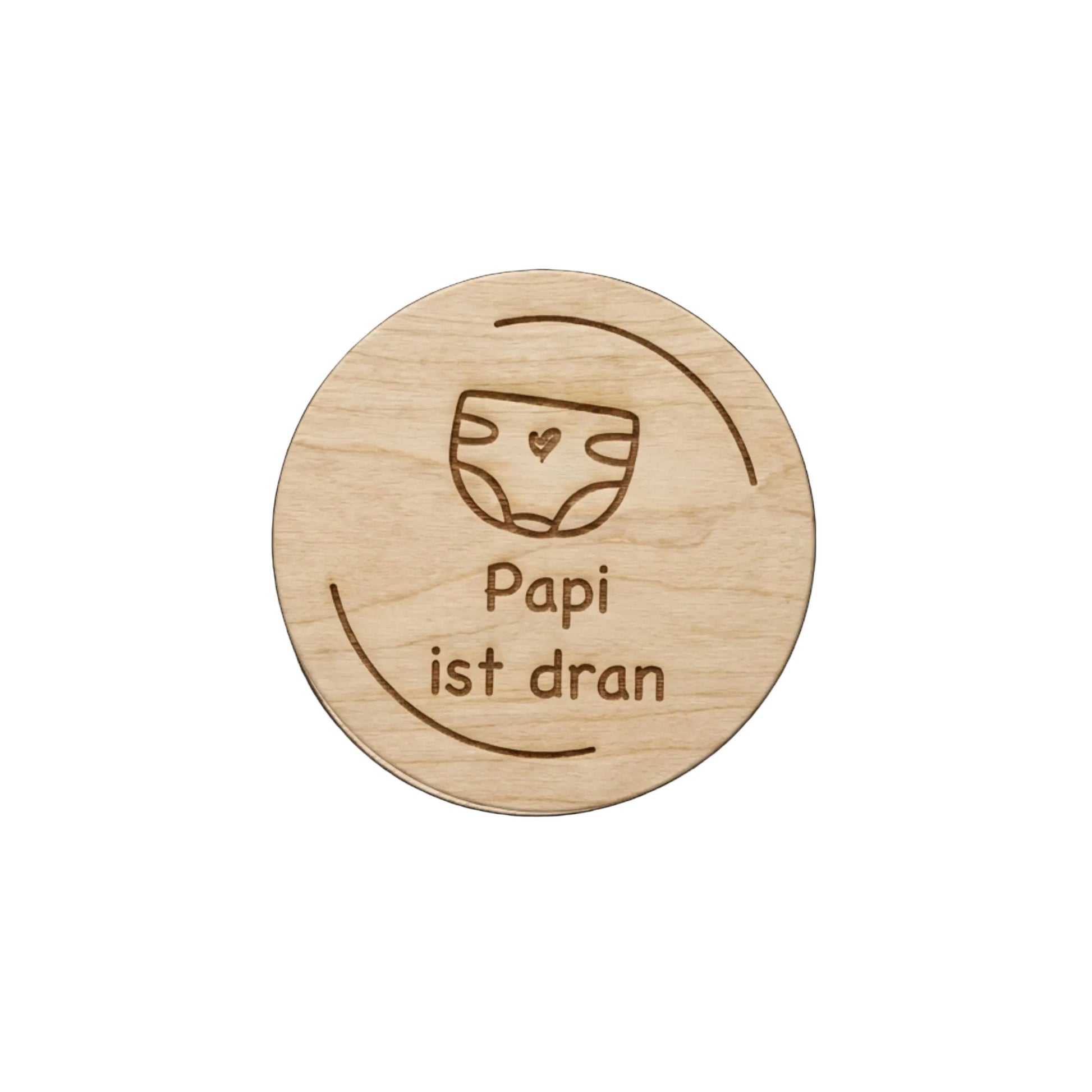 Heller runder holz coaster mit lasergravur windel und herz papi ist dran entscheidungsmünze eltern windelwechsel