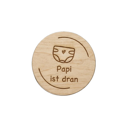 Heller runder holz coaster mit lasergravur windel und herz papi ist dran entscheidungsmünze eltern windelwechsel