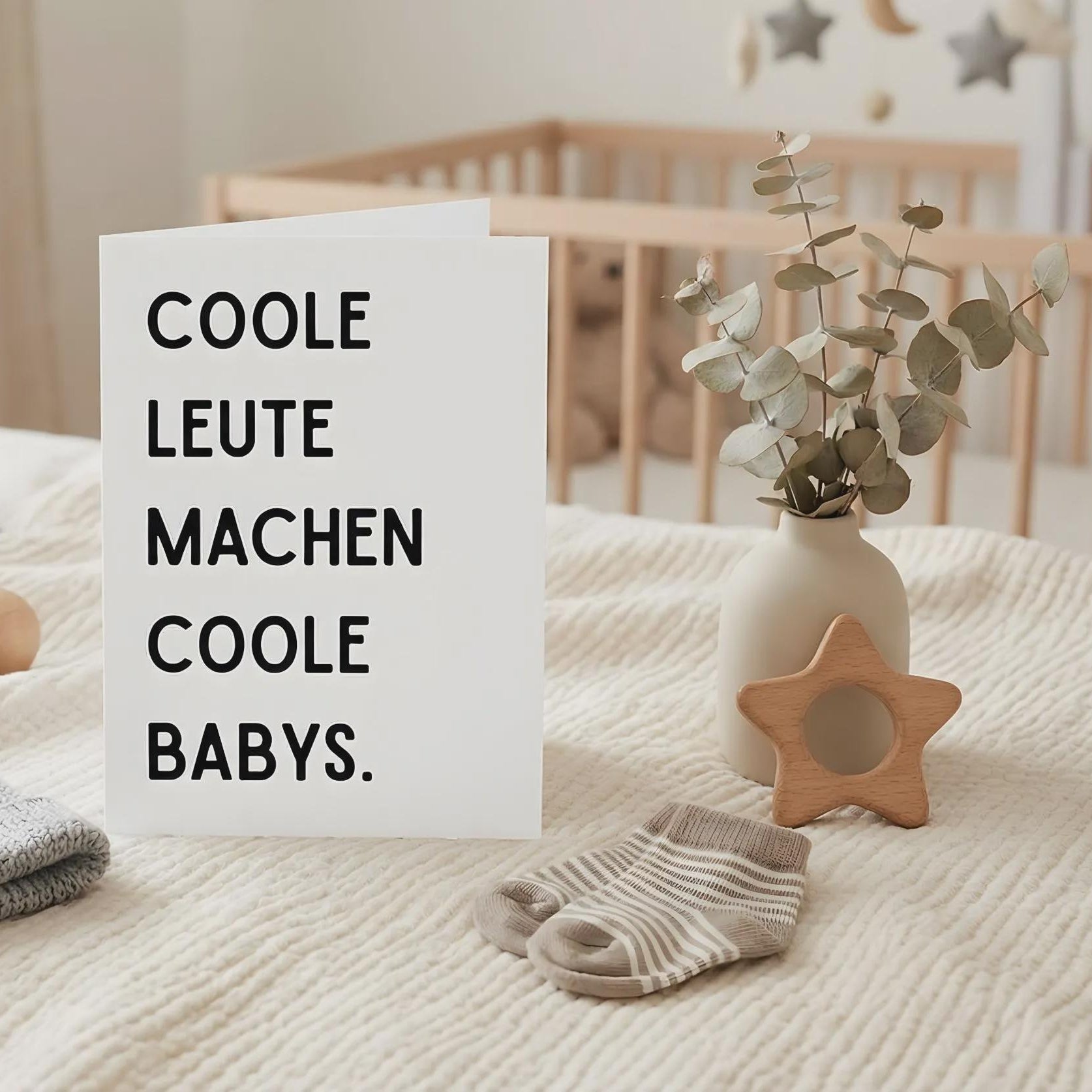 Lustige Karte "Coole Leute machen coole Babys" – Geburt und Schwangerschaftsverkündung, werdende Eltern, schwarz weiß