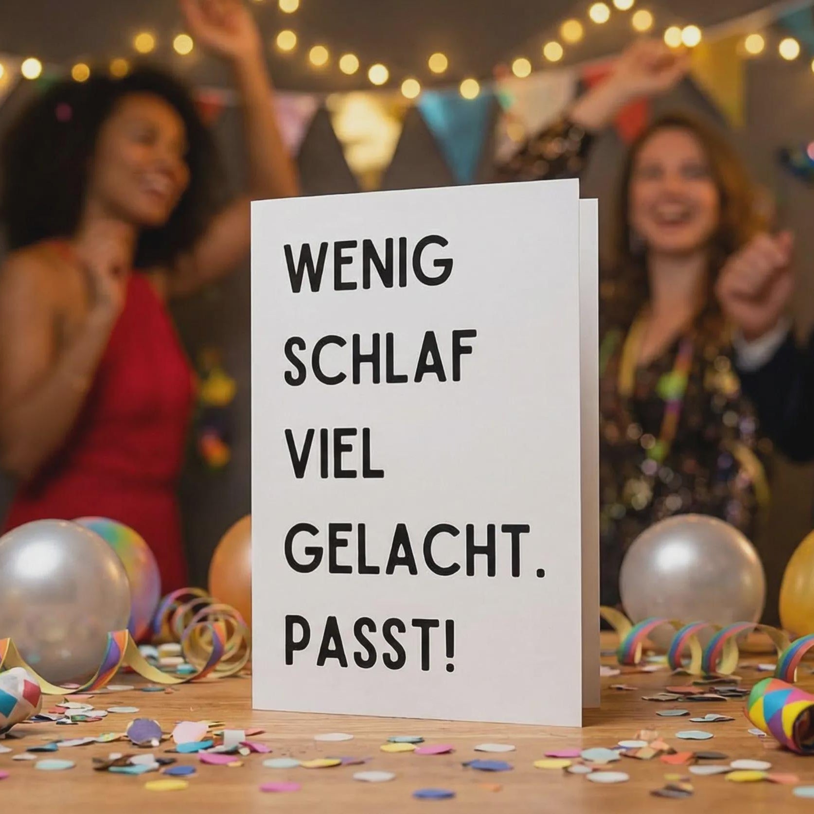 Geburtstagskarte "Wenig Schlaf viel gelacht passt" – minimalistisch – witzige Karte für Freunde, Party, Geburtstag, Feier