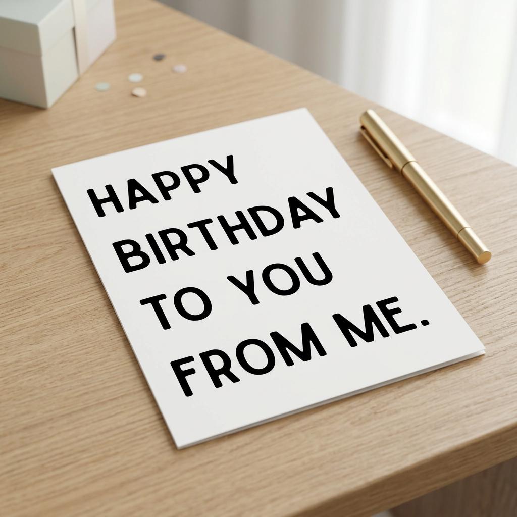 Geschenkkarte "Happy Birthday to you from me", weiß, hochwertig und minimalistisch