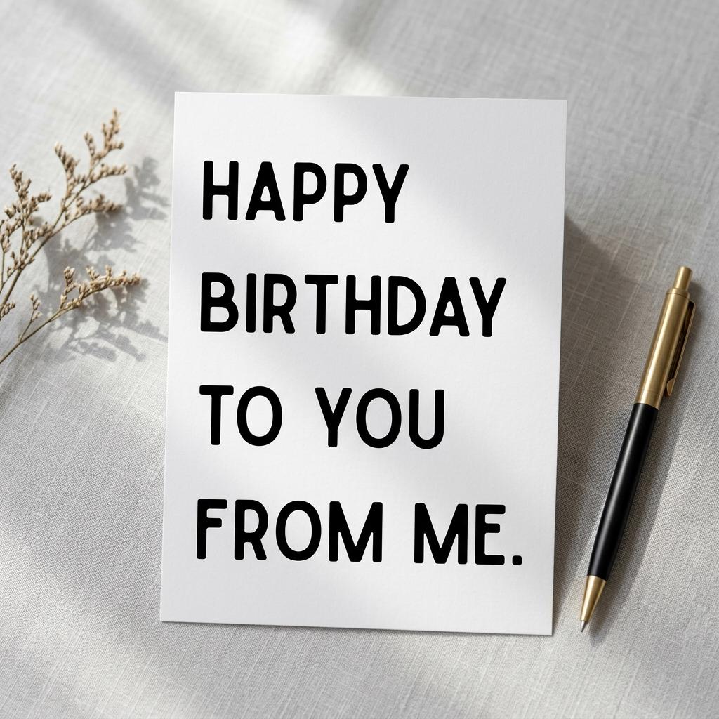 Geschenkkarte "Happy Birthday to you from me", weiß, hochwertig und minimalistisch
