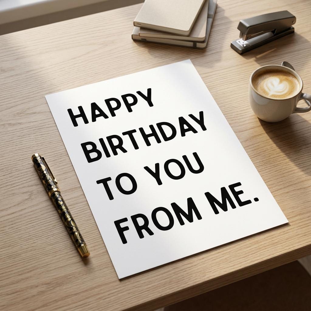 Geschenkkarte "Happy Birthday to you from me", weiß, hochwertig und minimalistisch